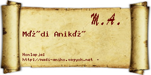 Mádi Anikó névjegykártya